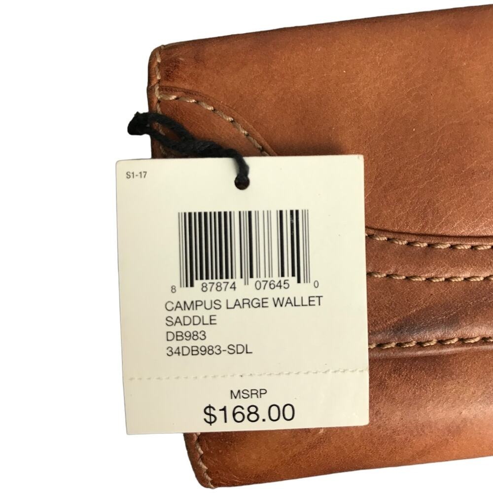 Frye Wallet Women Large Saddle Campus Leather Trifold Distressed 34DB983-SDL - Picture 3 of 9